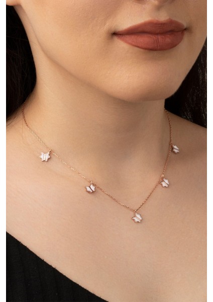 925 Ayar Gümüş Mineli Kelebek Şans Kolye fiyatları