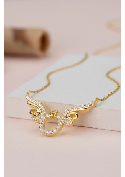 925 Ayar Gümüş Kanatlı Tektaş Kolye