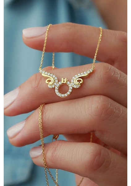 925 Ayar Gümüş Kanatlı Tektaş Kolye fiyatları