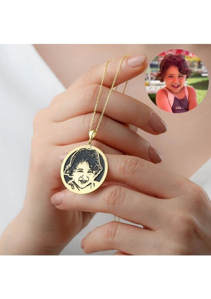 925 Ayar Gümüş Kişiye Özel Kazıma Resimli Kolye