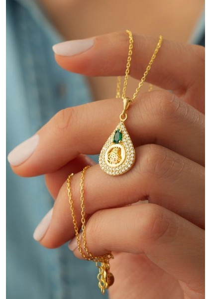 925 Ayar Gold Zirkon Taşlı Tuğralı Gümüş Kolye fiyatları