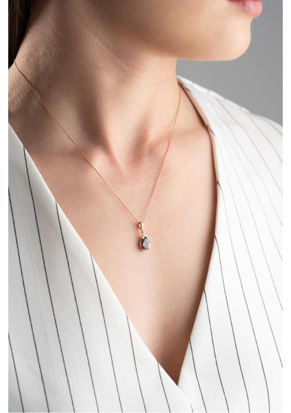 925 Ayar Mistik Topaz Damla Gümüş Kolye modelleri