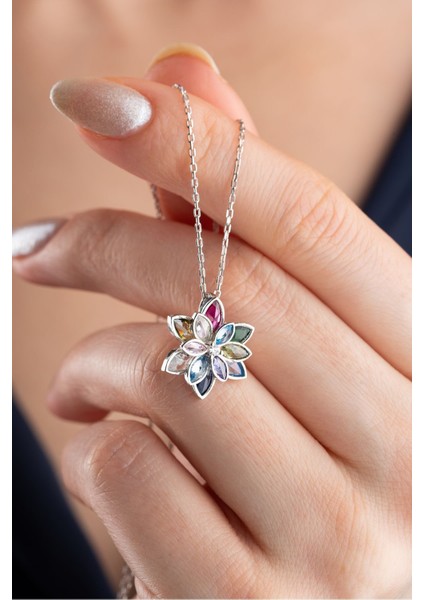 925 Ayar Gümüş Renkli Lotus Çiçeği Kolye fiyatları