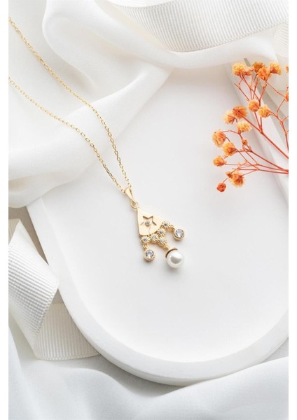 925 Ayar Gold Sallantılı Inci Gümüş Kolye