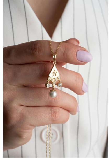 925 Ayar Gold Sallantılı Inci Gümüş Kolye fiyatları