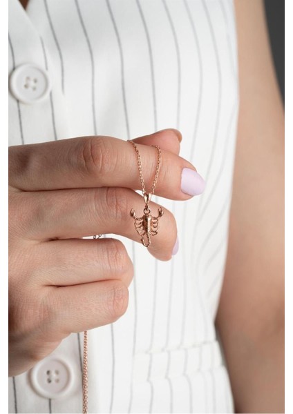 925 Ayar Rose Akrep Gümüş Kolye modelleri