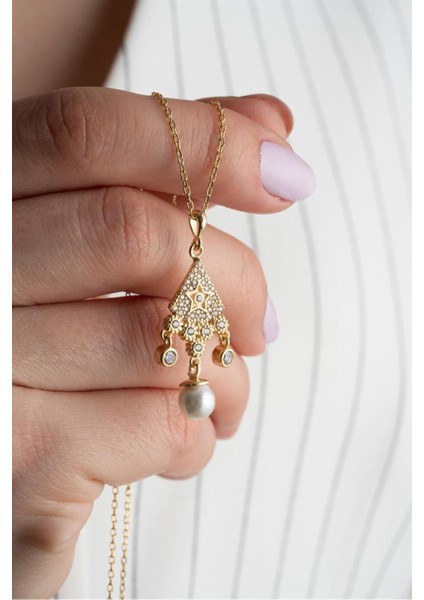 925 Ayar Sallantılı Incili Gümüş Kolye modelleri