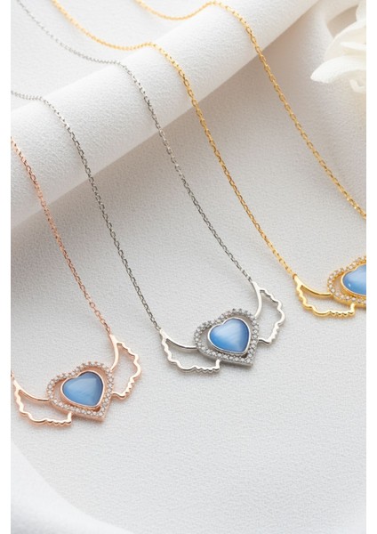 925 Ayar Gümüş Rose Kanatlı Kalp Kolye fiyatları