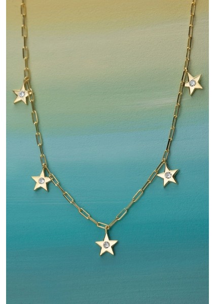 925 Ayar Gümüş Ataç Zincir Yıldızlı Kolye