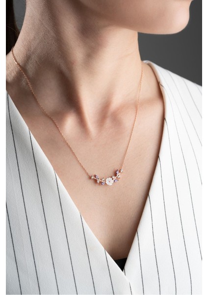 925 Ayar Gümüş Sedefli Çiçek Kolye modelleri