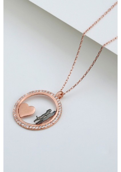 925 Ayar Gümüş Kalpli Mutlu Çift Kolye