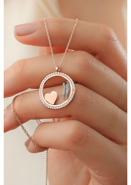 925 Ayar Gümüş Kalpli Mutlu Çift Kolye fiyatları