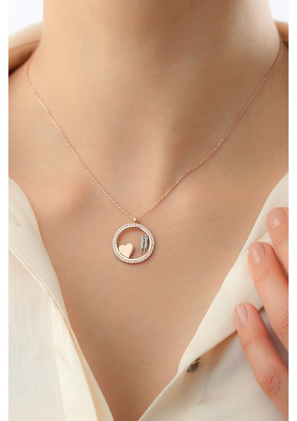 925 Ayar Gümüş Kalpli Mutlu Çift Kolye modelleri