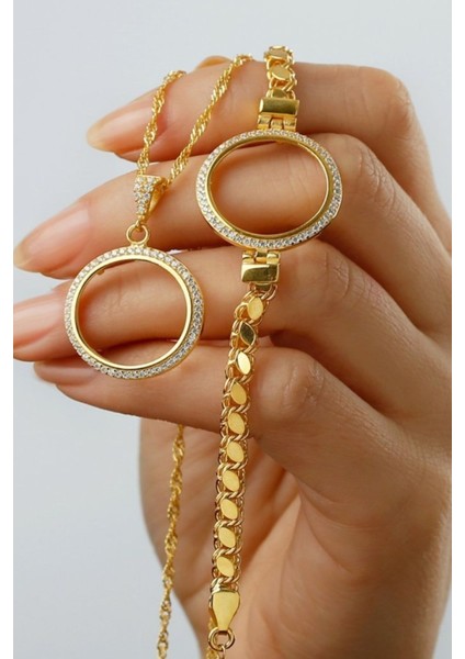 925 Ayar Gümüş Çeyrek Altın Için Pullu Zincir Bileklik & Kolye Set fiyatları