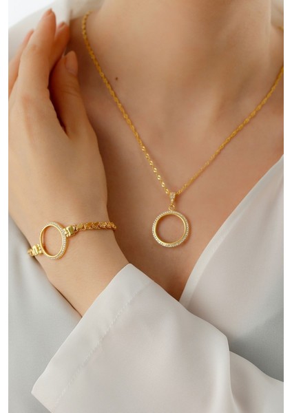 925 Ayar Gümüş Çeyrek Altın Için Pullu Zincir Bileklik & Kolye Set modelleri