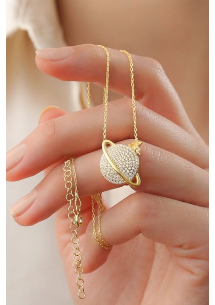 925 Ayar Gümüş Gold Gezegen Kolye fiyatları