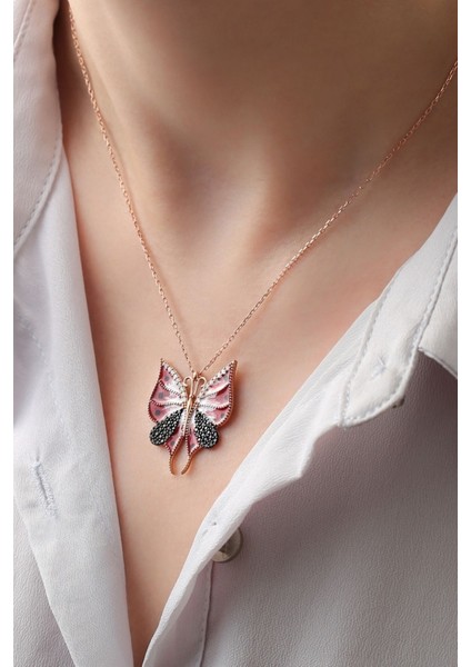 925 Ayar Kırmızı Kelebek Gümüş Kolye modelleri