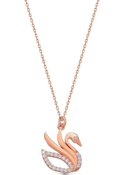 925 Ayar Zirkon Taşlı Kuğu Gümüş Kolye