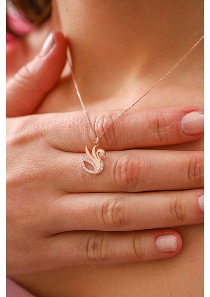 925 Ayar Zirkon Taşlı Kuğu Gümüş Kolye fiyatları