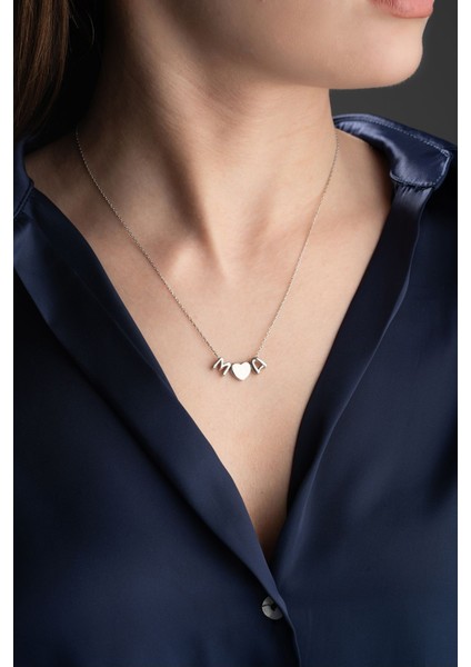 925 Ayar Gümüş Kalpli Harf Kolye