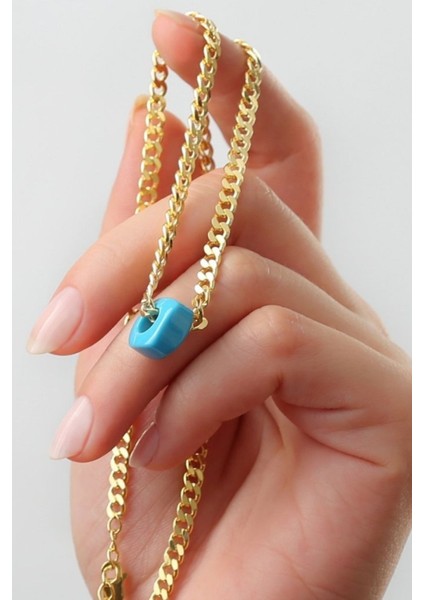 925 Ayar Gümüş Mavi Boncuklu Gurmet Zincir Kolye fiyatları