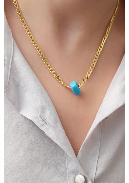 925 Ayar Gümüş Mavi Boncuklu Gurmet Zincir Kolye modelleri