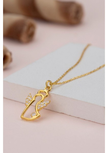 925 Ayar Gümüş Tektaşlı Melek Kolye