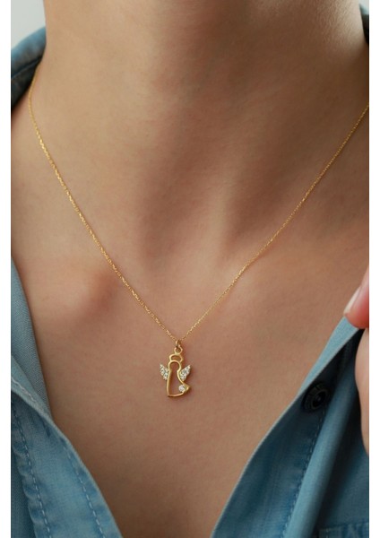 925 Ayar Gümüş Tektaşlı Melek Kolye modelleri