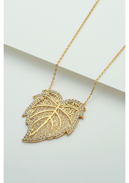 925 Ayar Gümüş Çınar Yaprağı Kolye