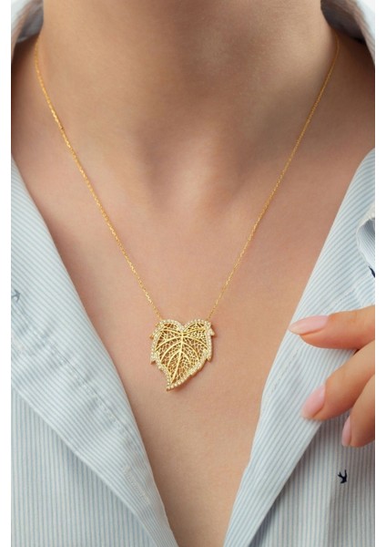 925 Ayar Gümüş Çınar Yaprağı Kolye modelleri