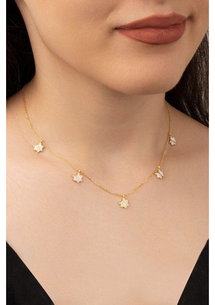 925 Ayar Gümüş Gold Mineli Kelebek Şans Kolye fiyatları