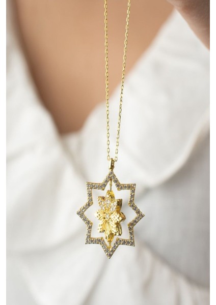 925 Ayar Gümüş Çift Taraflı Lotus Çiçeği Dönence Kolye fiyatları