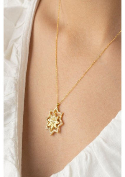 925 Ayar Gümüş Çift Taraflı Lotus Çiçeği Dönence Kolye modelleri