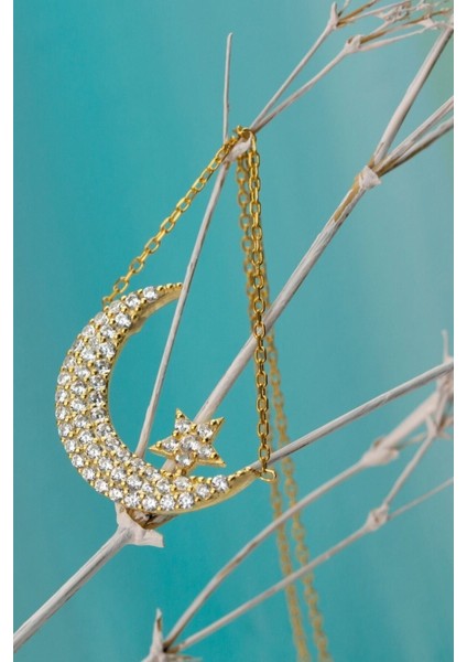 925 Ayar Gümüş Ay Yıldız Kolye