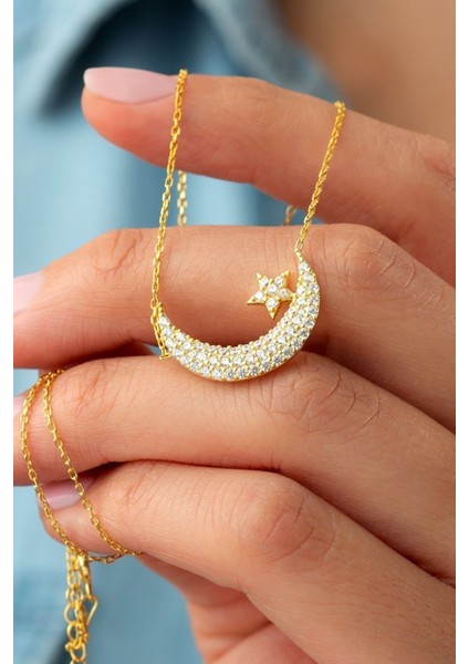 925 Ayar Gümüş Ay Yıldız Kolye fiyatları