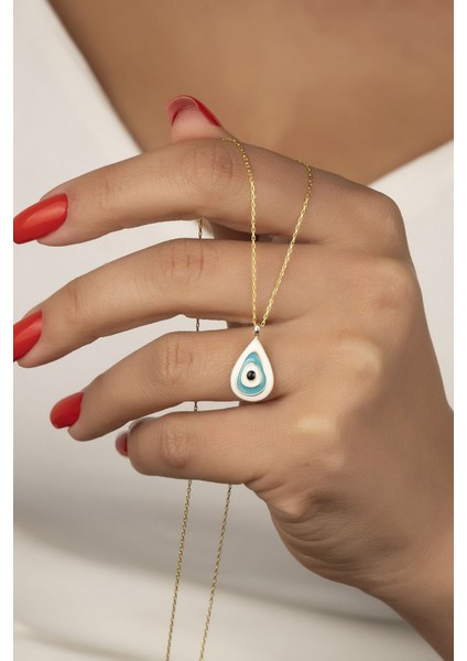 925 Ayar Gümüş Gold Mineli Damla Kolye fiyatları