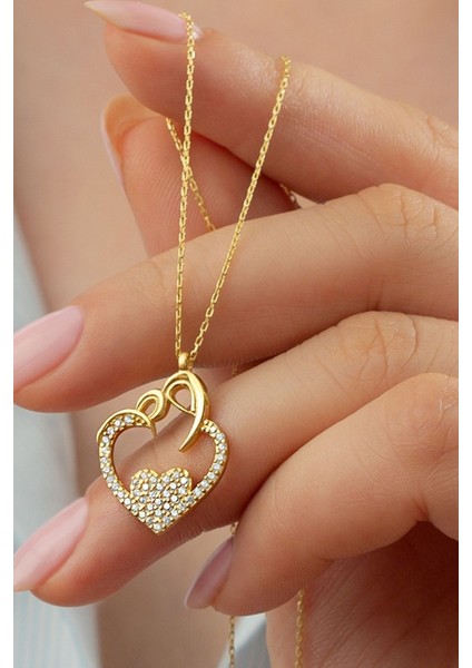 925 Ayar Gümüş Gold Kalp Kolye fiyatları