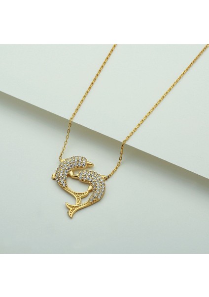 925 Ayar Gümüş Gold Yunus Kolye