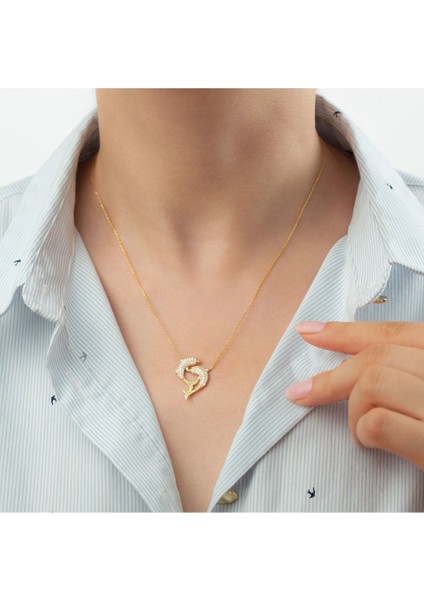925 Ayar Gümüş Gold Yunus Kolye modelleri
