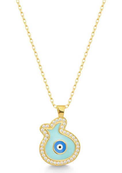 925 Ayar Gümüş Gold Taşlı Mineli Lale Kolye