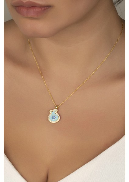 925 Ayar Gümüş Gold Taşlı Mineli Lale Kolye modelleri