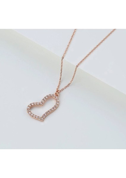 925 Ayar Kalp Gold Gümüş Kolye