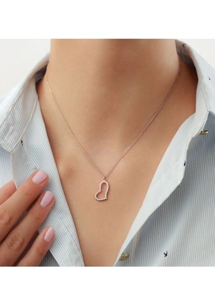 925 Ayar Kalp Gold Gümüş Kolye modelleri