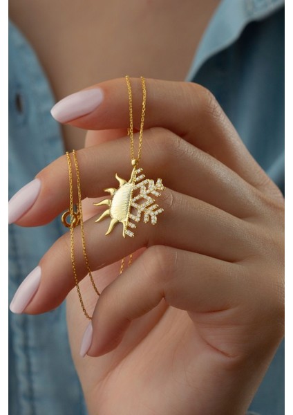 925 Ayar Gümüş Gold Güneşli Kartanesi Kolye fiyatları