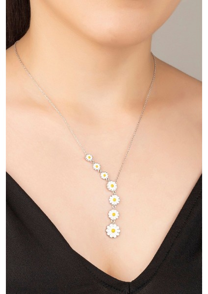 925 Ayar Gümüş Sallantılı Papatya Kolye