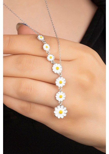 925 Ayar Gümüş Sallantılı Papatya Kolye fiyatları