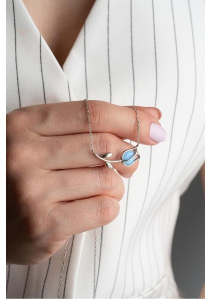 925 Ayar Mavi Lale Gümüş Kolye fiyatları