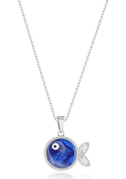 925 Ayar Gümüş Mavi Balık Kolye modelleri