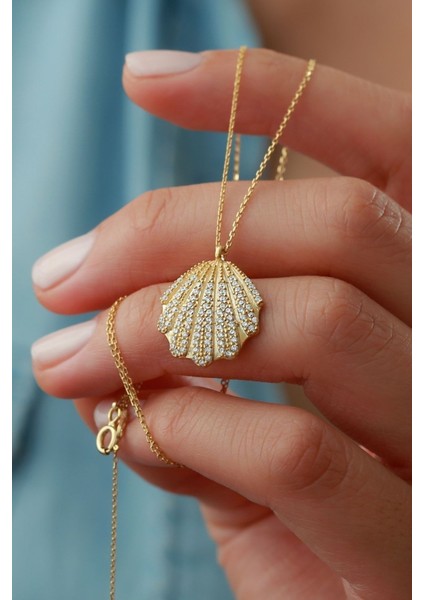 925 Ayar Gümüş Taşlı Istiridye Kolye fiyatları