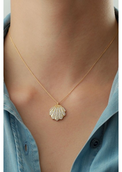 925 Ayar Gümüş Taşlı Istiridye Kolye modelleri